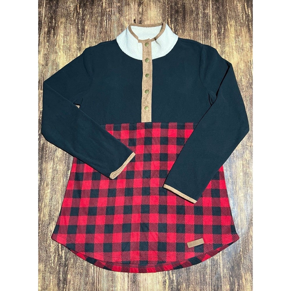 Marleylilly MED Fleece Tunic Popover Red/Black Plaid